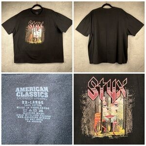 Styx Men's Shirts Black 2XL Cotton The Grand Illusion American Classics‎ T-Shirt